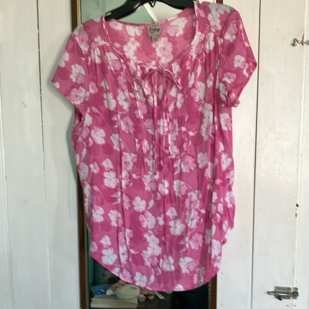 Como Vintage Pink Relaxed Tie Front Blouse
